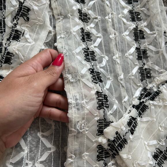 Kenar Mesh embellished top button down long‎ sleeve artsy - Picture 9 of 10